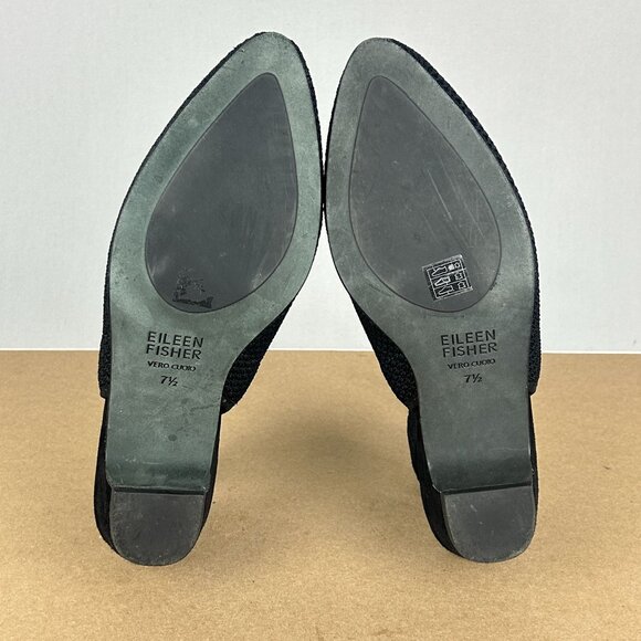 Eileen Fisher Vasa Slingback Stretch Knit Pumps Womens 7.5 Black Closed Toe - Picture 7 of 9